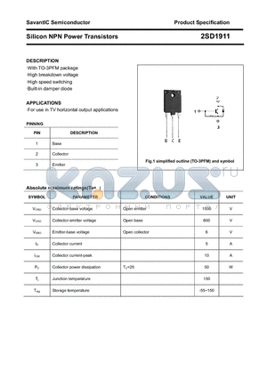2SD1911 datasheet - Silicon NPN Power Transistors