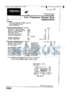 2SD1912 datasheet - LOW FREQUENCY POWER AMP APPLICATIONS