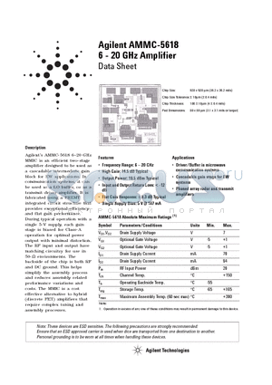 AMMC-5618-W10 datasheet - 6 - 20 GHz Amplifier