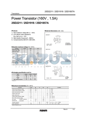 2SD1918 datasheet - Power Transistor (160V , 1.5A)