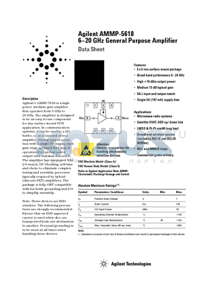 AMMP-5618-BLK datasheet - 6-20 GHz General Purpose Amplifier