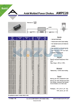 AMPC20-180K-RC datasheet - Axial Molded Power Chokes
