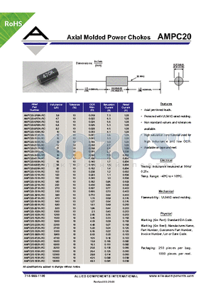 AMPC20-123K-RC datasheet - Axial Molded Power Chokes