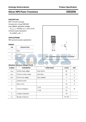2SD2058 datasheet - Silicon NPN Power Transistors