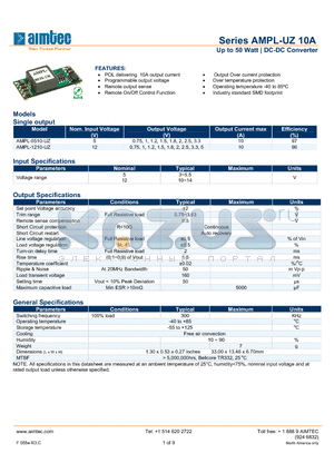 AMPL-UZ10A datasheet - Up to 50 Watt | DC-DC Converter
