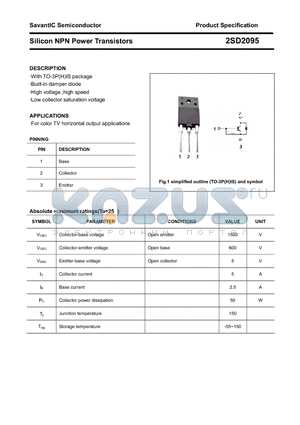 2SD2095 datasheet - Silicon NPN Power Transistors