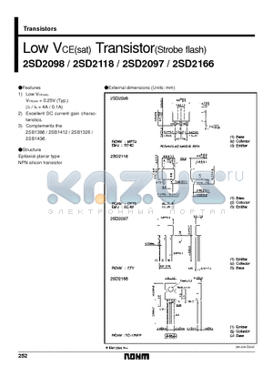 2SD2098T100R datasheet - Low VCE(sat) Transistor(Strobe flash)