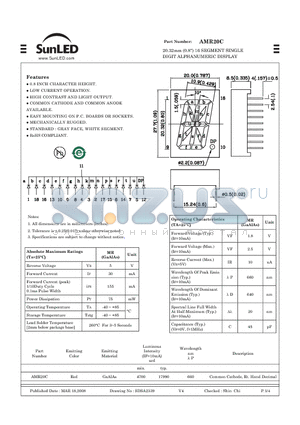 AMR20C datasheet - 20.32mm (0.8) 16 SEGMENT SINGLE DIGIT ALPHANUMERIC DISPLAY