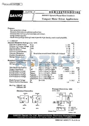 2SD2100 datasheet - Compact Motor Driver Applications