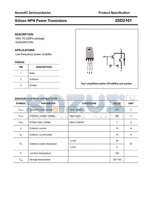 2SD2101 datasheet - Silicon NPN Power Transistors