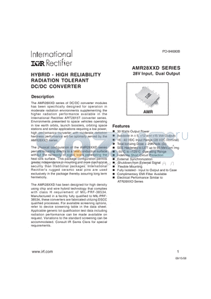 AMR2803R3S/CH datasheet - HYBRID - HIGH RELIABILITY RADIATION TOLERANT DC/DC CONVERTER