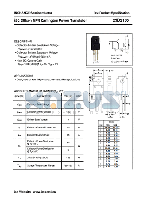 2SD2105 datasheet - isc Silicon NPN Darlington Power Transistor