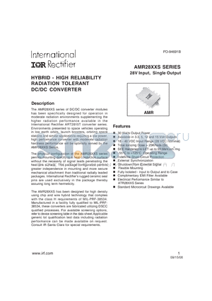 AMR2805S/CH datasheet - HYBRID - HIGH RELIABILITY RADIATION TOLERANT DC/DC CONVERTER