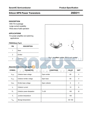2SD211 datasheet - Silicon NPN Power Transistors