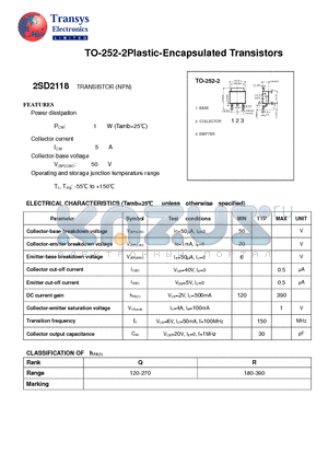 2SD2118 datasheet - Plastic-Encapsulated Transistors