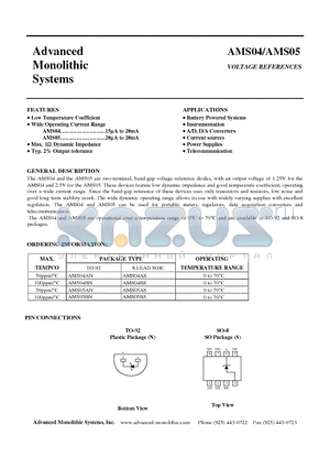 AMS04AS datasheet - VOLTAGE REFERENCES