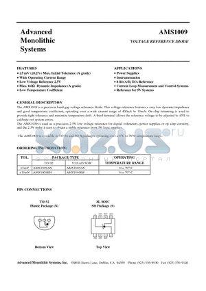 AMS1009A datasheet - VOLTAGE REFERENCE DIODE