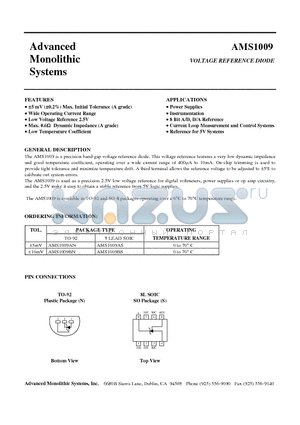 AMS1009BN datasheet - VOLTAGE REFERENCE DIODE