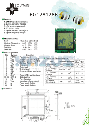 BG128128B datasheet - SMT PCB with metal frame