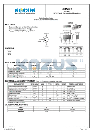 2SD2150_09 datasheet - NPN Plastic Encapsulated Transistor