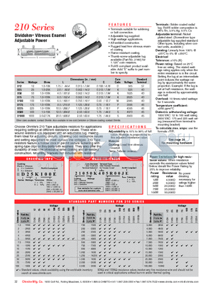 21012S401R00KE datasheet - Dividohm^ Vitreous Enamel Adjustable Power