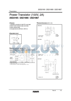 2SD2195 datasheet - Power Transistor (100V , 2A)