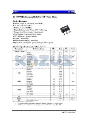 BG18B datasheet - 50-4000 MHz Cascadeable InGaP HBT Gain Block