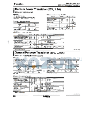 2SD2226K datasheet - MEDIUM POWER TRANSISTOR(25V, 1.2V), GENERAL PURPOSE TRANSISTOR(50V, 0.15A)