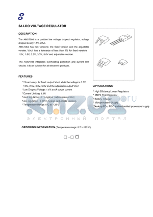 AMS1084D-1.8TR datasheet - 5A LDO VOLTAGE REGULATOR