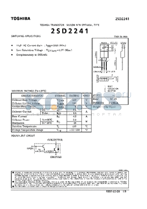2SD2241 datasheet - NPN EPITAXIAL TYPE (SWITCHING APPLICATIONS)