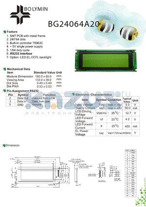 BG24064A20 datasheet - SMT PCB with metal frame Built-in controller LC7981