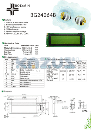 BG24064B datasheet - SMT PCB with metal frame Built in controller LC7981