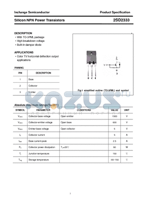 2SD2333 datasheet - Silicon NPN Power Transistors