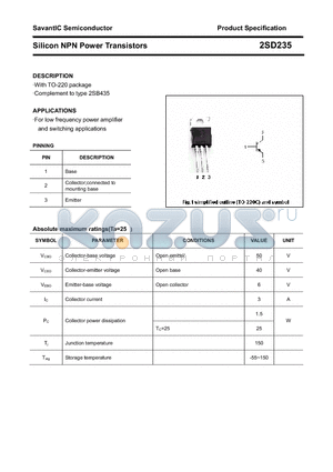 2SD235 datasheet - Silicon NPN Power Transistors