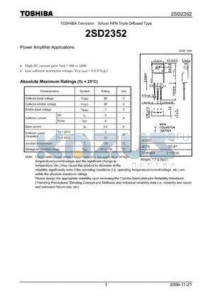 2SD2352_06 datasheet - Power Amplifier Applications
