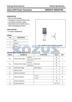 2SD2374 datasheet - Silicon NPN Power Transistors