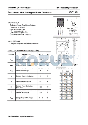 2SD2384 datasheet - isc Silicon NPN Darlington Power Transistor