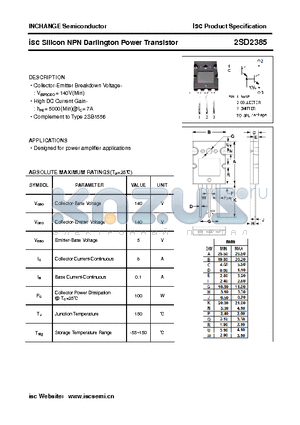 2SD2385 datasheet - isc Silicon NPN Darlington Power Transistor
