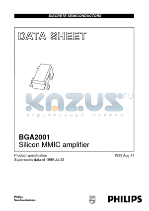 BGA2001 datasheet - Silicon MMIC amplifier