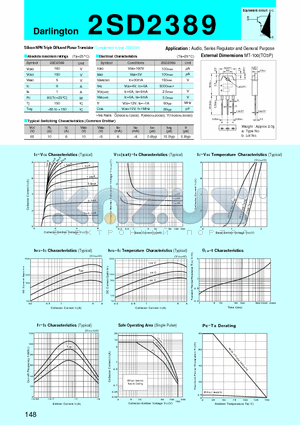 2SD2389 datasheet - Silicon NPN Triple Diffused Planar Transistor(Audio, Series Regulator and General Purpose)