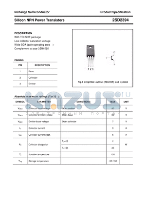 2SD2394 datasheet - Silicon NPN Power Transistors