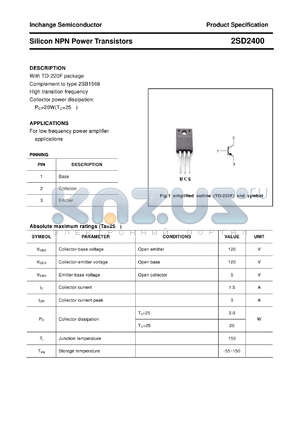 2SD2400 datasheet - Silicon NPN Power Transistors