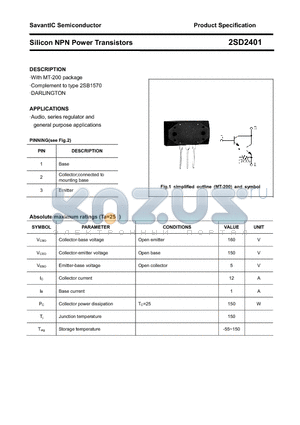 2SD2401 datasheet - Silicon NPN Power Transistors