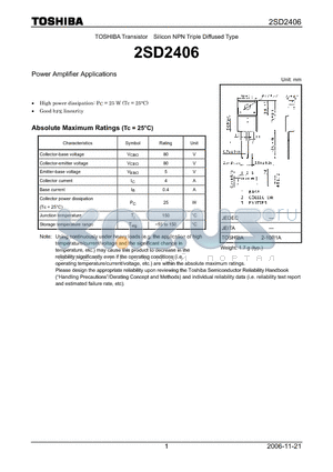 2SD2406_06 datasheet - Power Amplifier Applications