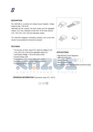 AMS1085S-3.3TR datasheet - 3A LDO VOLTAGE REGULATOR