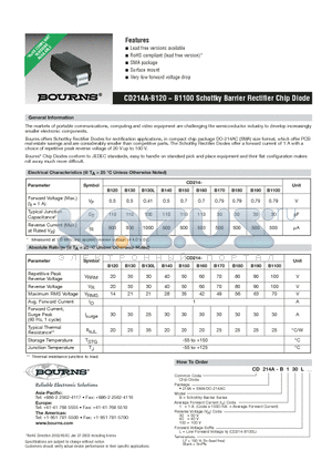 CD214A-B1100L datasheet - Schottky Barrier Rectifier Chip Diode