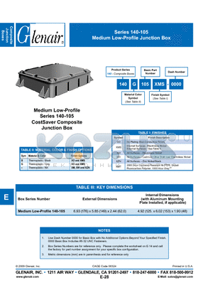 140-105XW-0000 datasheet - Medium Low-Profile Junction Box
