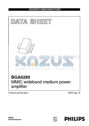 BGA6289 datasheet - MMIC wideband medium power amplifier