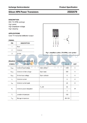 2SD2579 datasheet - Silicon NPN Power Transistors