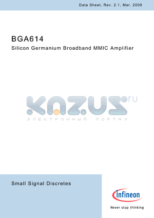 BGA614_08 datasheet - Silicon Germanium Broadband MMIC Amplifier